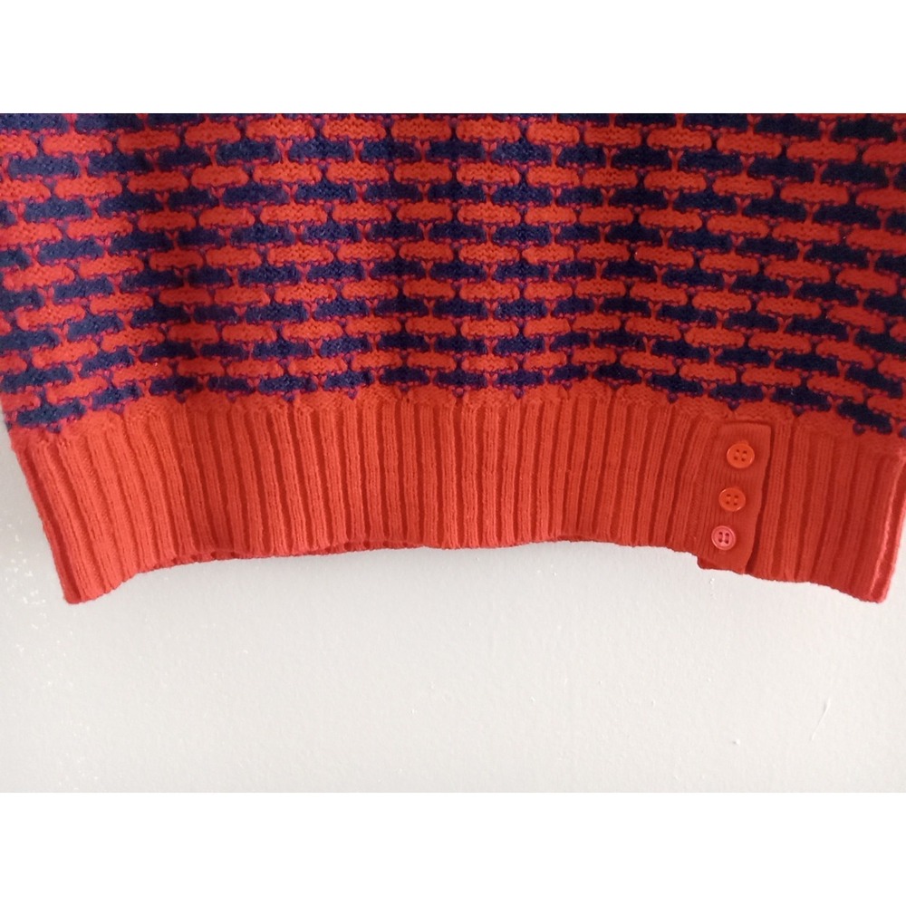 Emmelee Women Red Blue Geometric Pattern‎ Knit Shortsleeve Sweater Size M - Picture 6 of 6